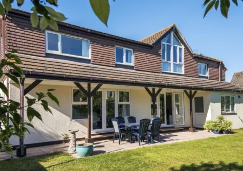 The patio, alfresco dining area & garden at Sunnyside House, Shaldon