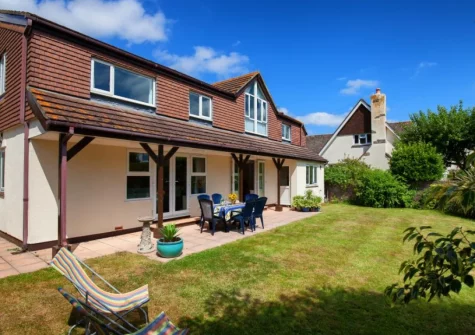 The patio, alfresco dining area & garden at Sunnyside House, Shaldon