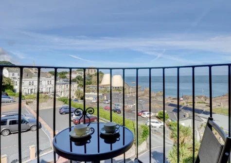 Bedroom #1 balcony & outdoor sitting area at Sunset View, Ilf