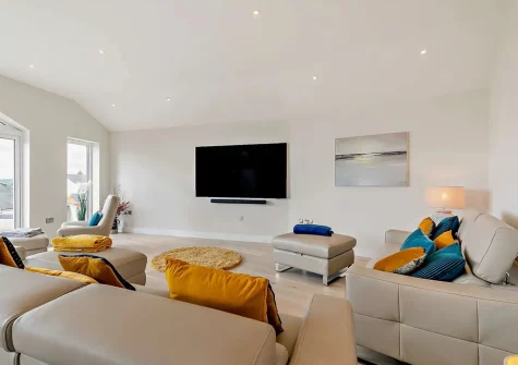 The living area at Sunset View, Polruan