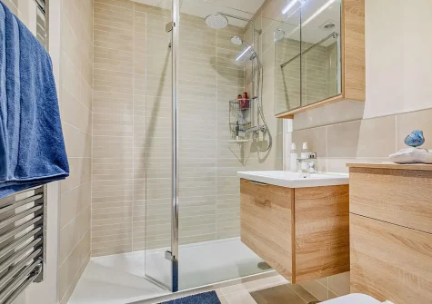 Bedroom #1 en-suite shower room at Sunset View, Polruan