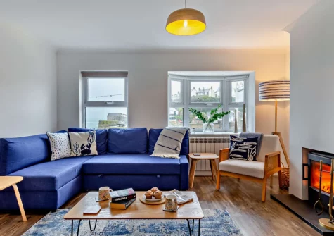 The living room at Surf View, Porthleven