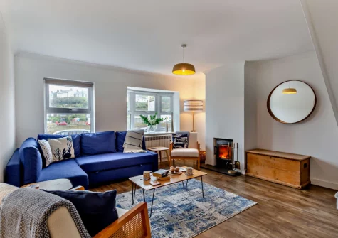 The living room at Surf View, Porthleven