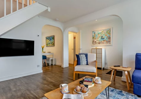 The living room at Surf View, Porthleven