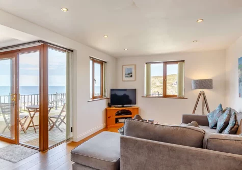 The living area at Surfers, Portreath