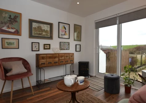 The living room at Surf's Up, Widemouth Bay