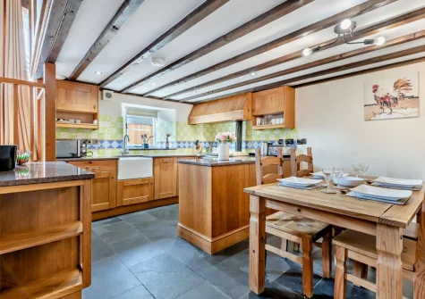 The kitchen & dining area at Swallow Barn Lakes, St Giles-on-the-Heath