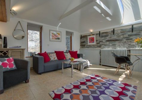 The living area at Swallow Barn, St Kew