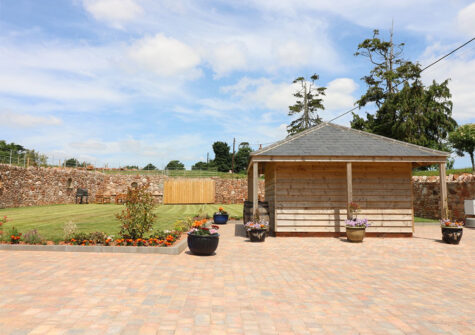 The walled garden & summerhouse at Waddeton Barton Barns, Waddeton