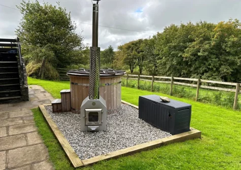 The wood-fired hot tub at Swincombe Mill, Challacombe