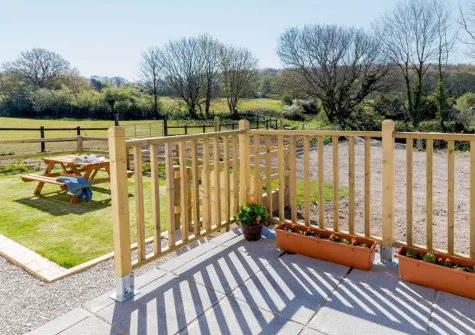 The patio & garden at Sycamore Barn, Knave-Go-By