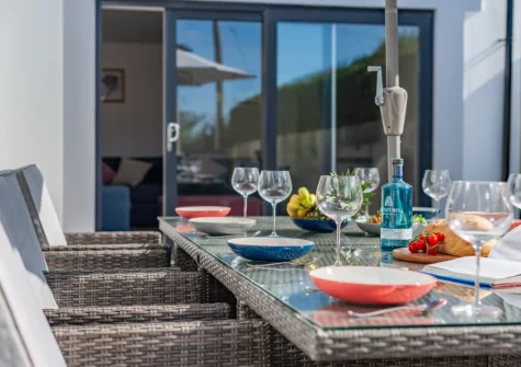 The patio & alfresco dining area at Tamar, St Merryn