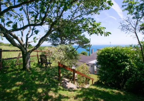 The rear terraced garden at Tamarisk, Mousehole