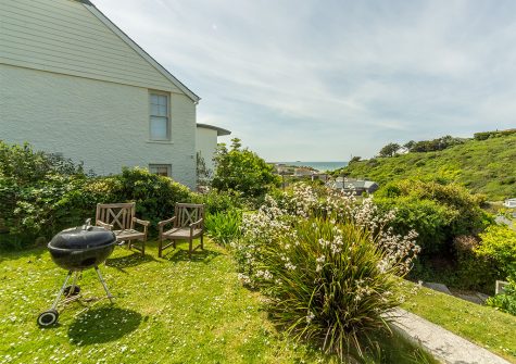 The garden & barbecue area at Tamarisk, Polzeath
