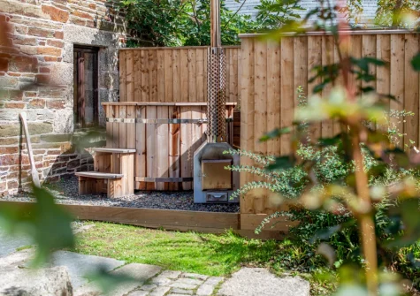 The wood fired hot tub at Tawnawood, Fletchersbridge