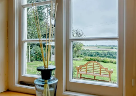 The view from the living area at Thatch View Cottage, Roborough