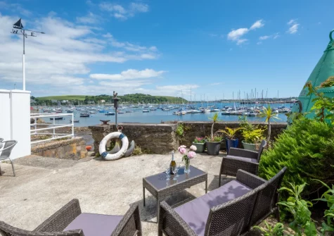 The courtyard, alfresco dining & outdoor sitting area at The Anchorage, Falmouth