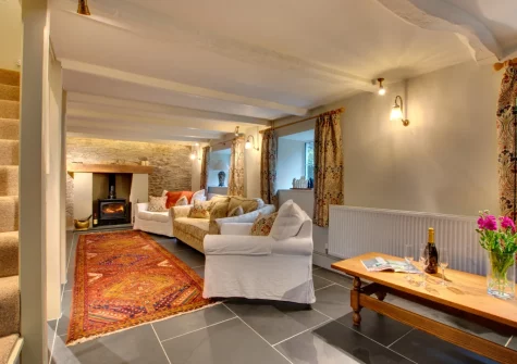 The living room at The Ancient Cottage, Looe