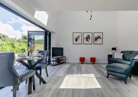 The living & dining area at The Barn at Manor Meadows, Radnor
