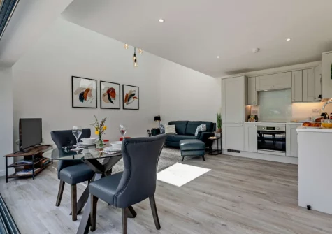 The living, dining area & kitchen at The Barn at Manor Meadows, Radnor