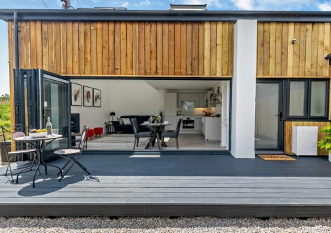 The decked patio & alfresco dining area at The Barn at Manor Meadows, Radnor
