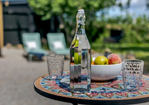 The decked patio & alfresco dining area at The Barn at Manor Meadows, Radnor