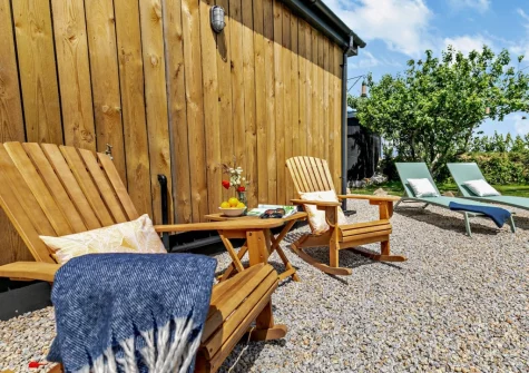 The outdoor sitting area & garden at The Barn at Manor Meadows, Radnor