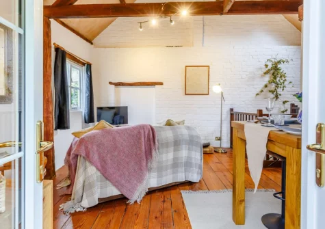 The living & dining area at The Barn, Hittisleigh