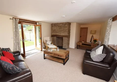 The living area at The Barn, Moules Farm, Berrynarbor