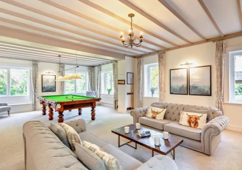 The snooker room with sitting area at The Barton, Martinhoe