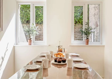 The kitchen breakfast table at The Barton, Martinhoe