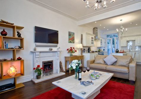 The living area at The Beacon at Harbour Lights, Brixham