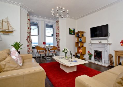 The living area at The Beacon at Harbour Lights, Brixham