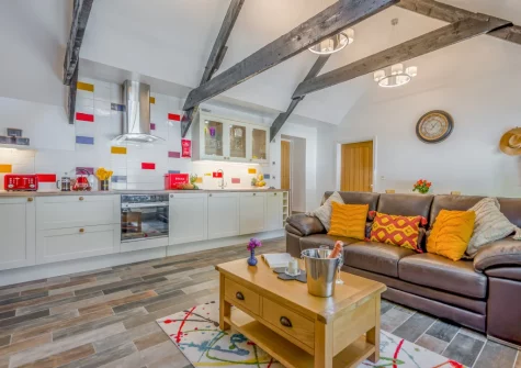 The living area & kitchen at The Bearoak Shippon, Michaelstow
