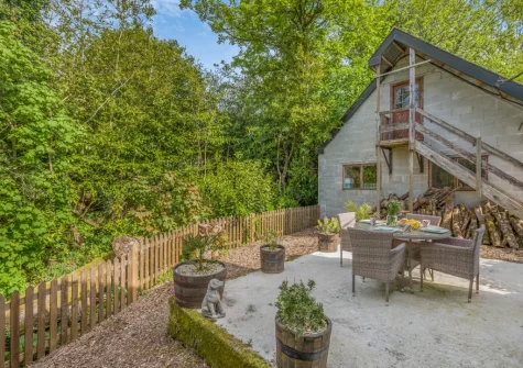 The patio, barbecue & alfresco dining area at The Bearoak Shippon, Michaelstow