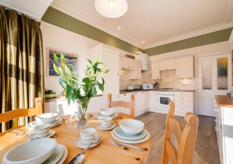 The kitchen & dining area at The Belvedere, Beer