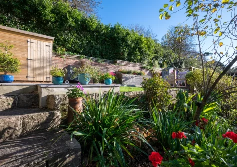 The shared patio & garden at The Belvedere, Beer