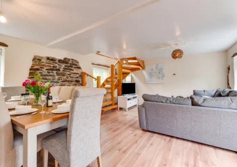 The living & dining area at The Big Barn at Well Cottage, Jacobstow