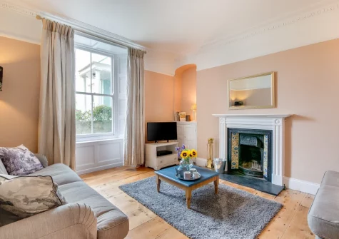The living room at The Blue House, Penzance