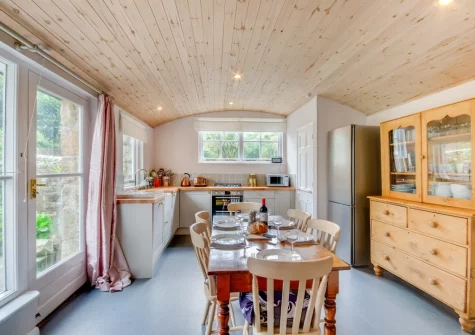 The kitchen & dining area at The Blue House, Penzance