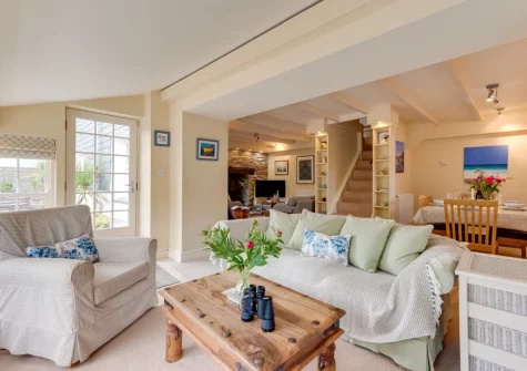 The living area at The Boathouse, Little Petherick