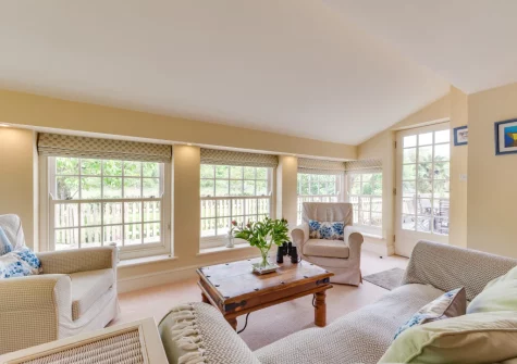 The living area at The Boathouse, Little Petherick