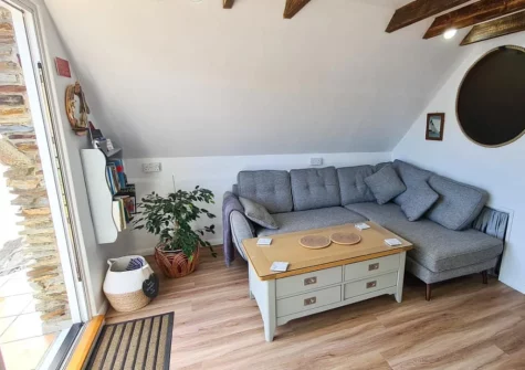 The living area at The Boathouse, St Mawes