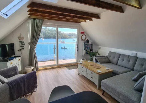 The living area at The Boathouse, St Mawes