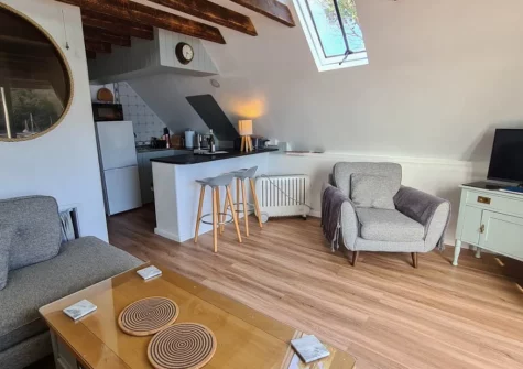 The living area at The Boathouse, St Mawes