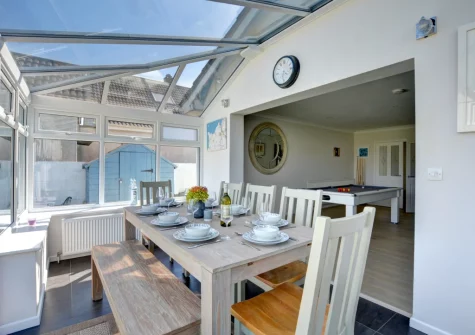 The dining area at The Bower, Trevone