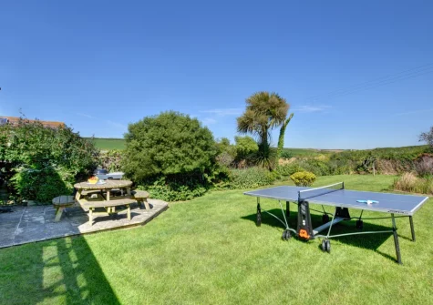 The patio, barbecue, alfresco dining area & garden at The Bower, Trevone