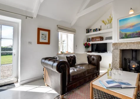 The living room at The Byre, Sennen