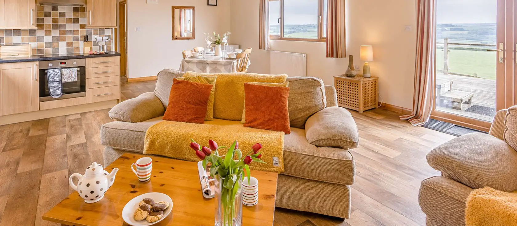 The Cabin, Bideford is a tranquil single-storey lodge with private hot tub, set within 200 acres of Devon farmland. Featuring comfortable accommodation for couples & small families, it makes a perfect base to explore North Devon's beautiful beaches.