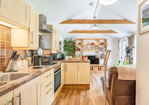 The kitchen at The Cabin Retreat, Luxulyan